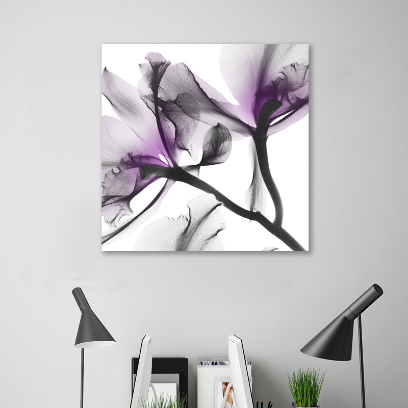 Indigo Luster Cyclamen 2 - Wrapped Canvas Print, 61cm H x 61cm W, Purple/White