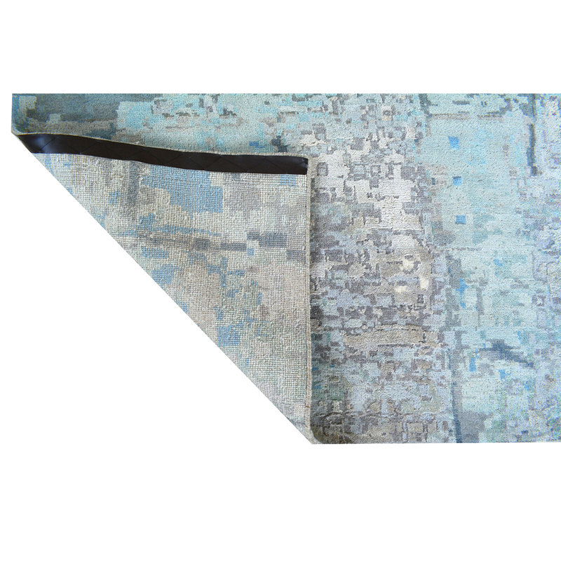 Hand Woven Silk and Wool Area Rug, Rectangle 2' x 3'