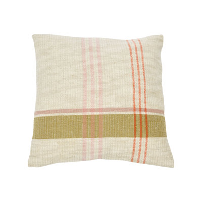 Woven Cotton And Linen Plaid Pillow
