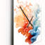 Horloge murale contemporaine à vagues abstraites orange et bleu III - Encre liquide abstraite-99635881