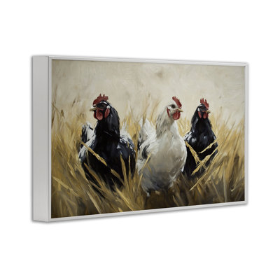 Chickens In Wheat Field Framed Giclee, design by Tina LeCour