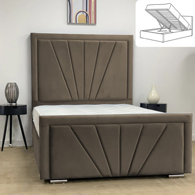 Micheal Upholstered Bed - Ottoman Storage with Plush Velvet Gas Lift and Headboard