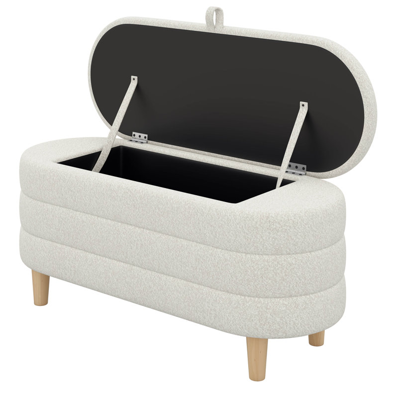 Lit plateforme tapissier en forme de fleur avec repose-pieds Sherpa Witcomb, Blanc, Simple