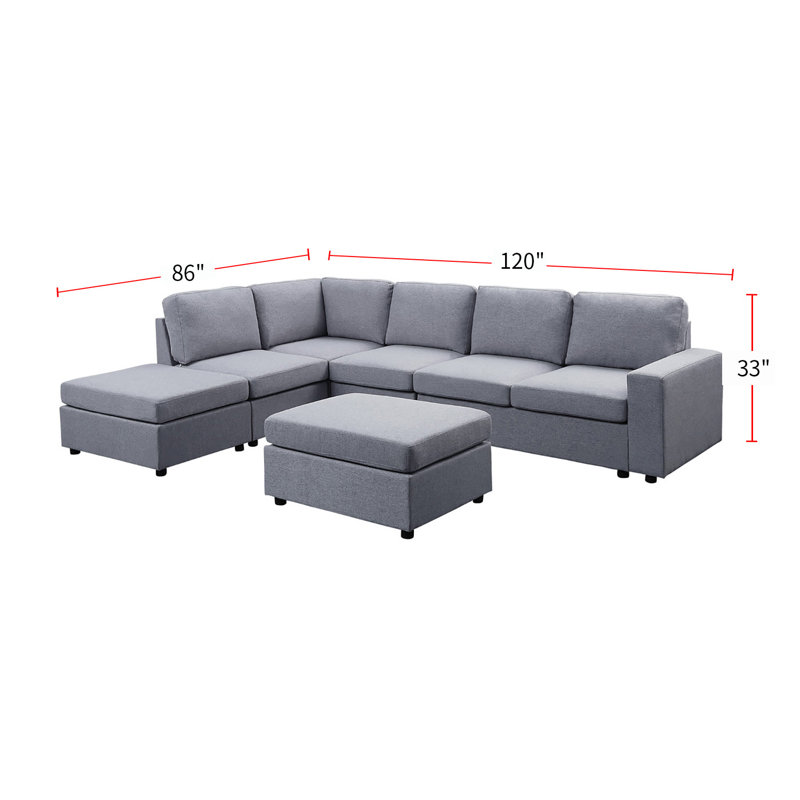 Canapé modulaire réversible en coin Nick, Mélange de lin gris clair