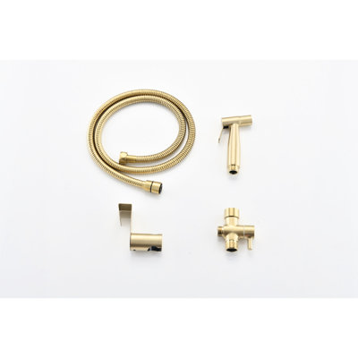Bidet de toilette à main - Métal doré brossé, outil pour améliorer l'hygiène, jet réglable, solution hygiénique en métal résistant à la corrosion, fonctionnalité, matériau rouillé