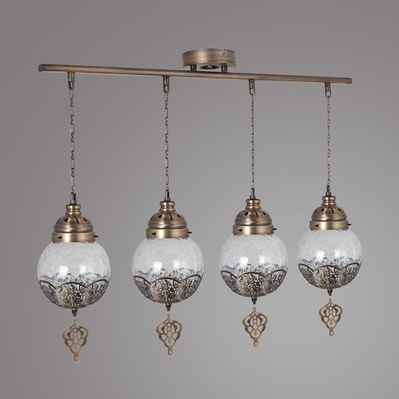 Luminaire suspendu en verre pour îlot de cuisine 4 lumières Glass
