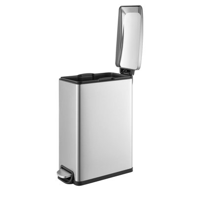 13 Gallon Step Trash Can with Lid, Soft Close, Inner Bucket