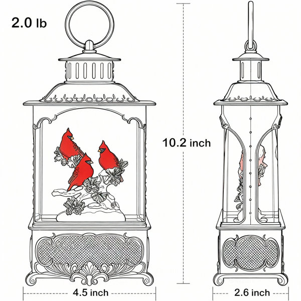 The Holiday Aisle® Cardinal Snow Globe Lantern With Music & Timer ...