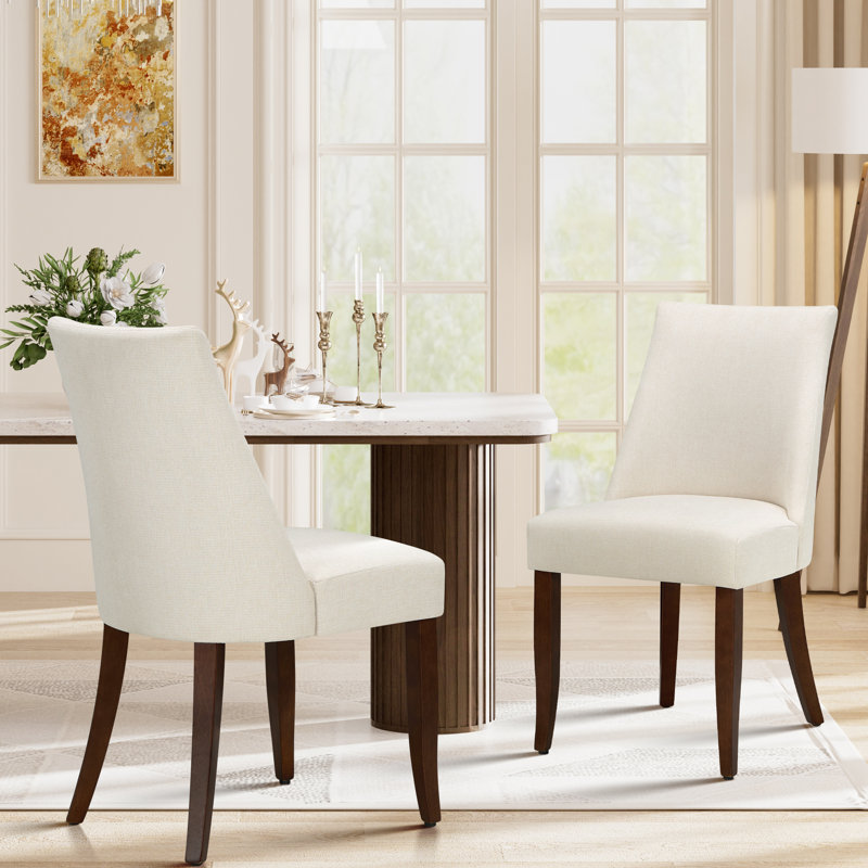 19'' Seat Height Parsons Upholstered Dining Chair, Solid Wood Legs Fabric Side Chairs, High Back, Easy Assembly, Dining Room & Kitchen