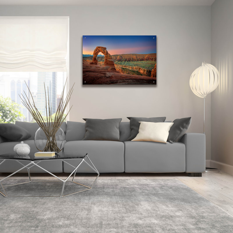 Art mural en verre Loon Peak «Delicate Dawn» par Rick Berk, H 24 po x l 36 po x P 0,2 cm