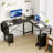 2-Set L-Shaped Computer Desk with Desk Monitor Stand and Side Storage Bag-805839047