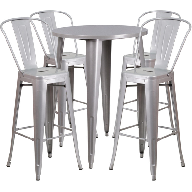 Ensemble de tables de bar Williamston, Argent, H 41 po x l 30 po x L 30 po