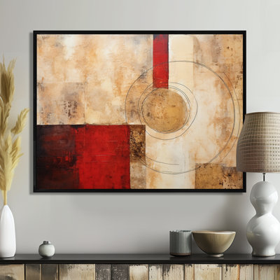 «Cubist Red Colorfields Collage - Abstract Collages», art mural