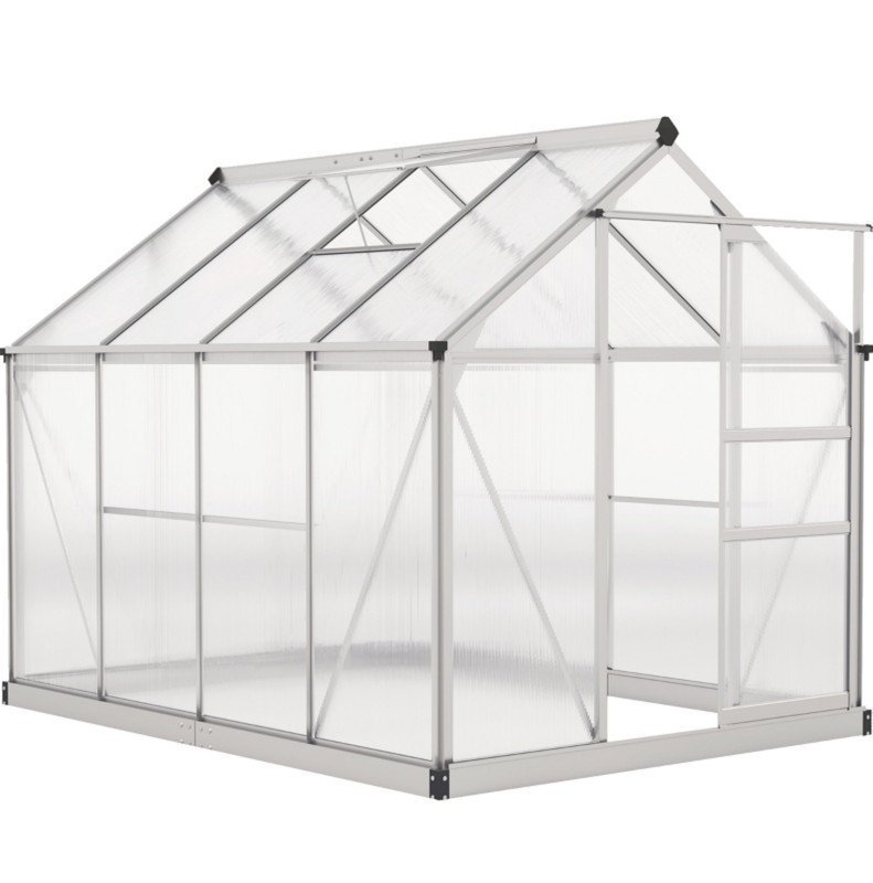 6 x 8ft Walk-In Greenhouse, with Sliding Door - Clear