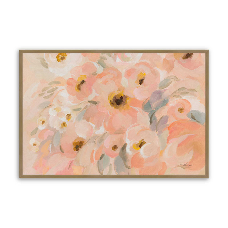 Blush Blooms Print, H 12,25 po x l 15,25 po, Cadre doré brossé