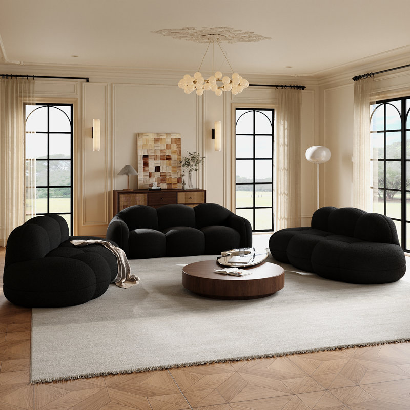 Ensemble de canapé mixte sans accoudoirs et avec accoudoirs Cloud, ensemble de salon en peluche compressé sans assemblage