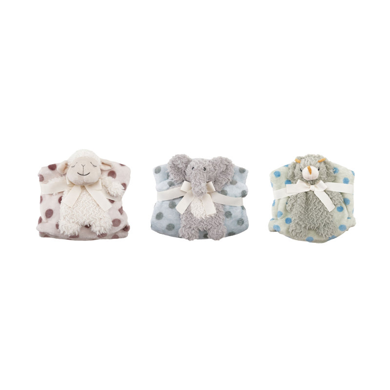 Plush Animals With Polka Dot Blankets