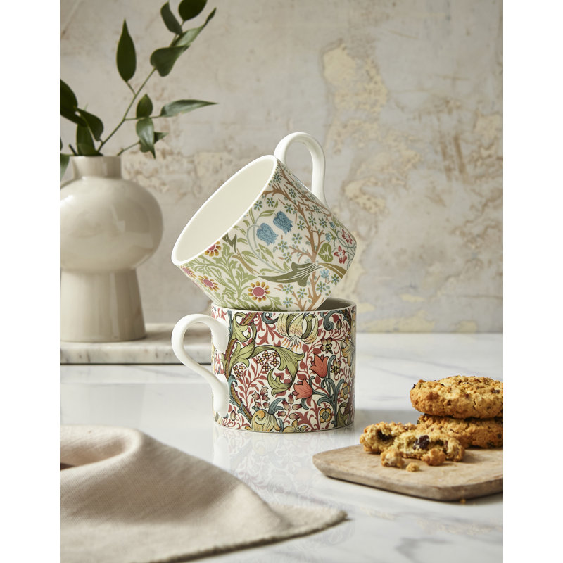Tasses Spode Morris & Co S / 2 Blackthrn & Gldn Lily