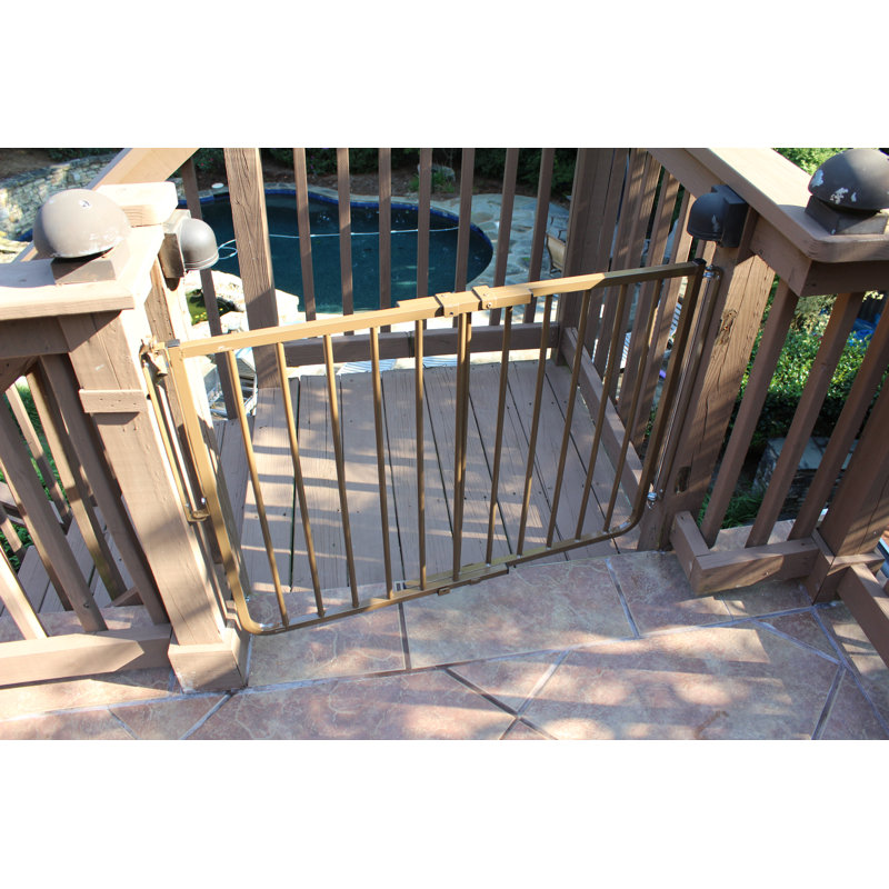 Adjustable Black Aluminum Stairway Safety Gate with Stainless Steel Hardware