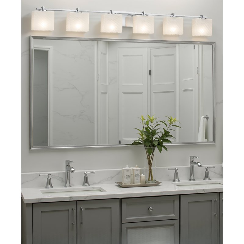 Éclairage pour salle de bain 6 lumières Casson, Chrome poli, Tissage, Incandescent