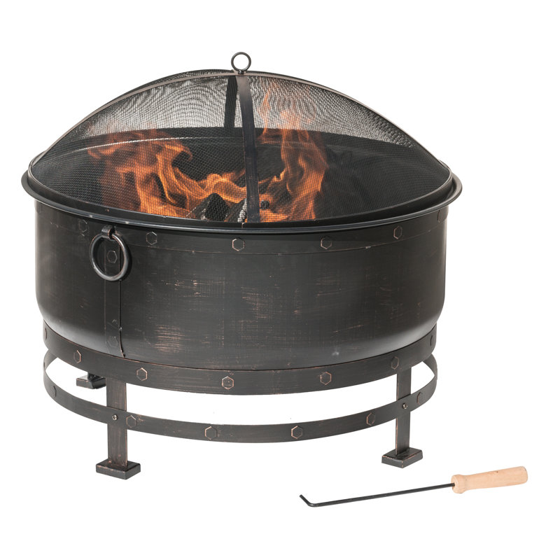 Foyer d'extérieur au bois en acier Ayeza H 27 po x l 29,5 po