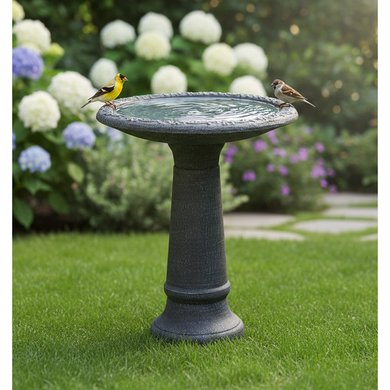 Marbled Glaze Bird Bath, Gray
