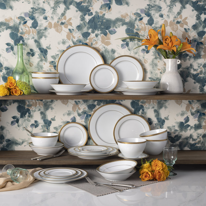 Service de table 30 pièces, service pour 6 Noritake Charlotta, Doré