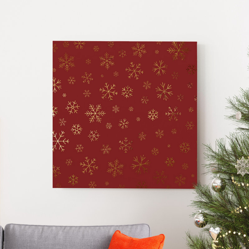 Flocons de neige rouges-impression d’art graphique sur toile tendue, H 32 po x l 32 po x P 1 po