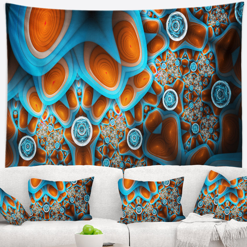 Tapisserie florale extraterrestre brune, H 78 po x l 92 po