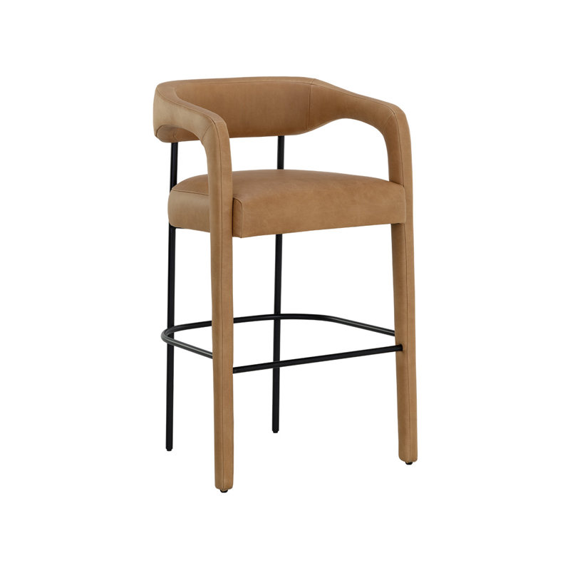 Upholstered Stool with Solid Wood Frame, Bar Stool (30.50" Seat Height)