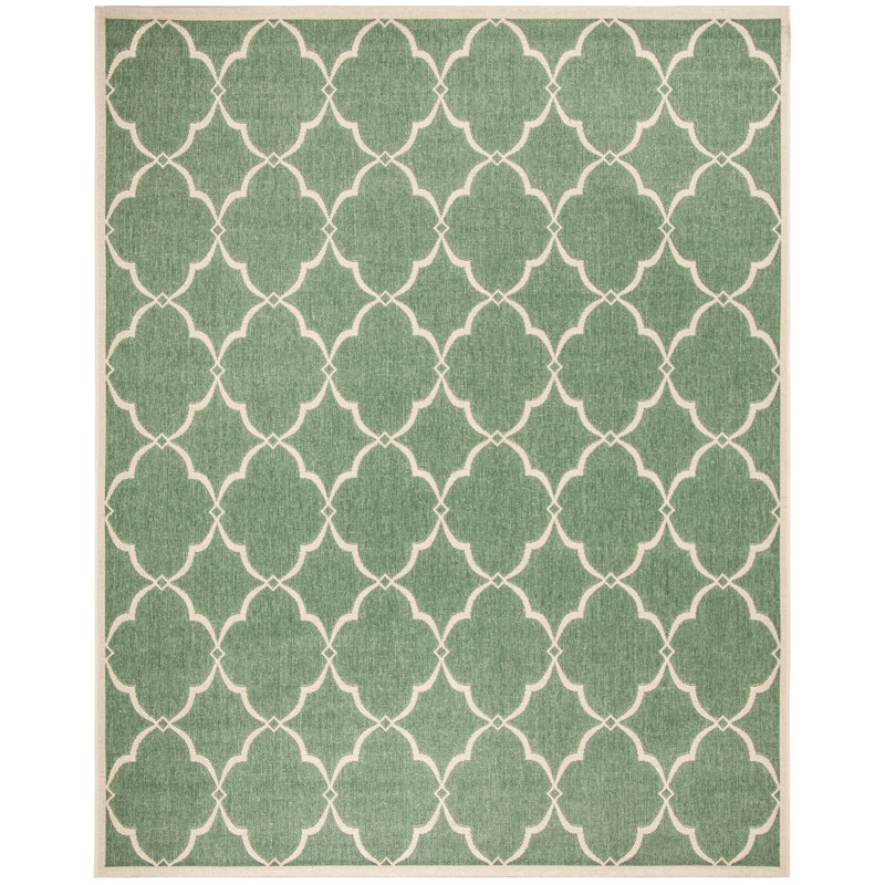 Fromm Geometric Green/Creme Area Indoor/Outdoor Area Rug, Rectangle 4' x 6'