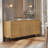 61" Wooden Accent Cabinet With 4 Doors, Modern Credenza Storage Cabinet With Minimalist Reeded Design For Living Room, Kitchen, Dining Room, Hallway-1906910175