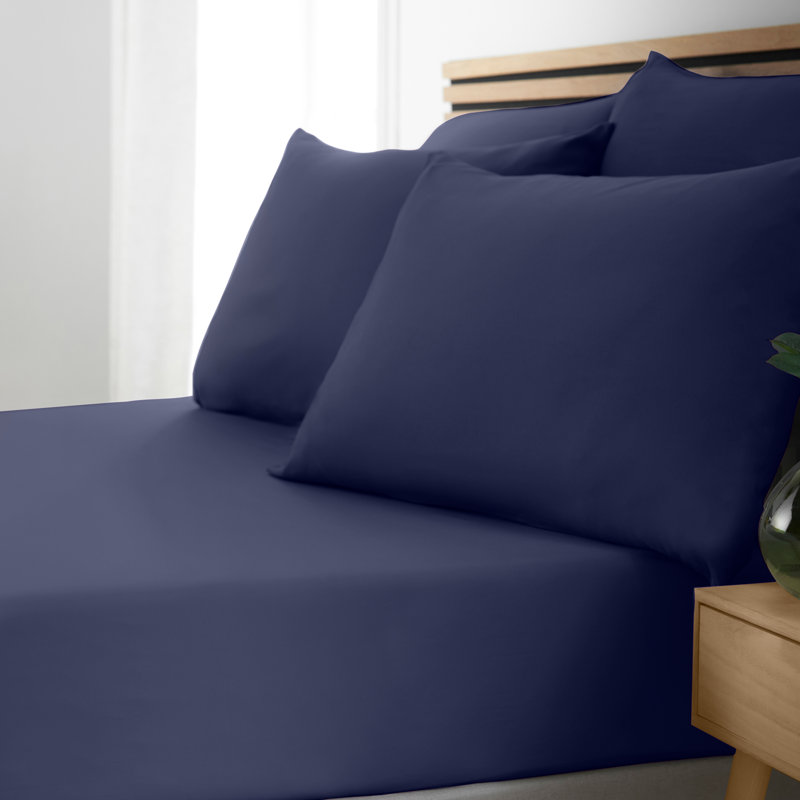 So Soft Easy Iron Fitted Sheet, Navy, Single