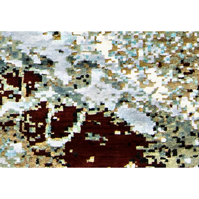 Hand Woven Wool Abstract Area Rug, Rectangle 5' x 8'