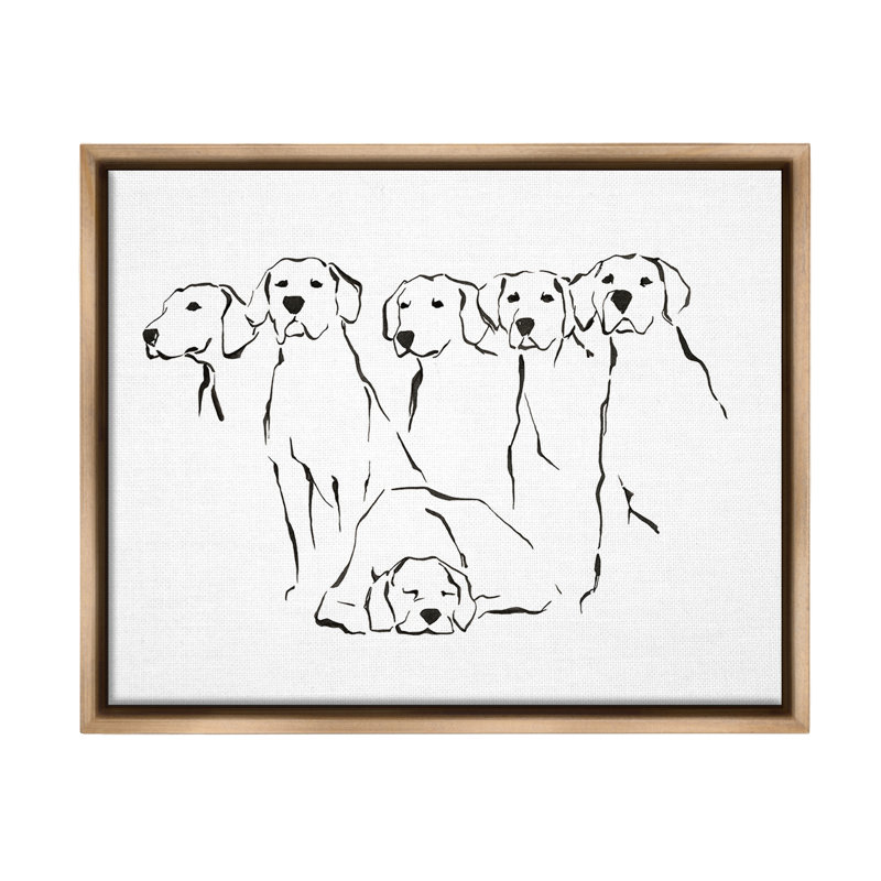 "Minimal Dogs Doodle" par Ethan Harper sur toile, Cadre flottant orme Montalcino, H 17 po x l 21 po