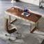 Bureau brun clair + or rectangulaire + bois manufacturé + acier inoxydable avec 2 tiroirs-119961332-119961335