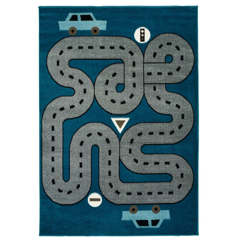 Tapis 4 pi x 6 pi bleu marine Imaginative Racetrack, Rectangle 3 pi 6 po x 5 pi 6 po