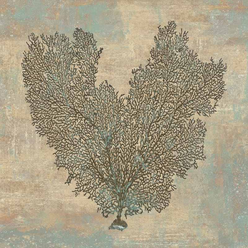 Aqua Fan Coral by Caroline Kelly - Wrapped Canvas Print, 30cm H x 30cm W