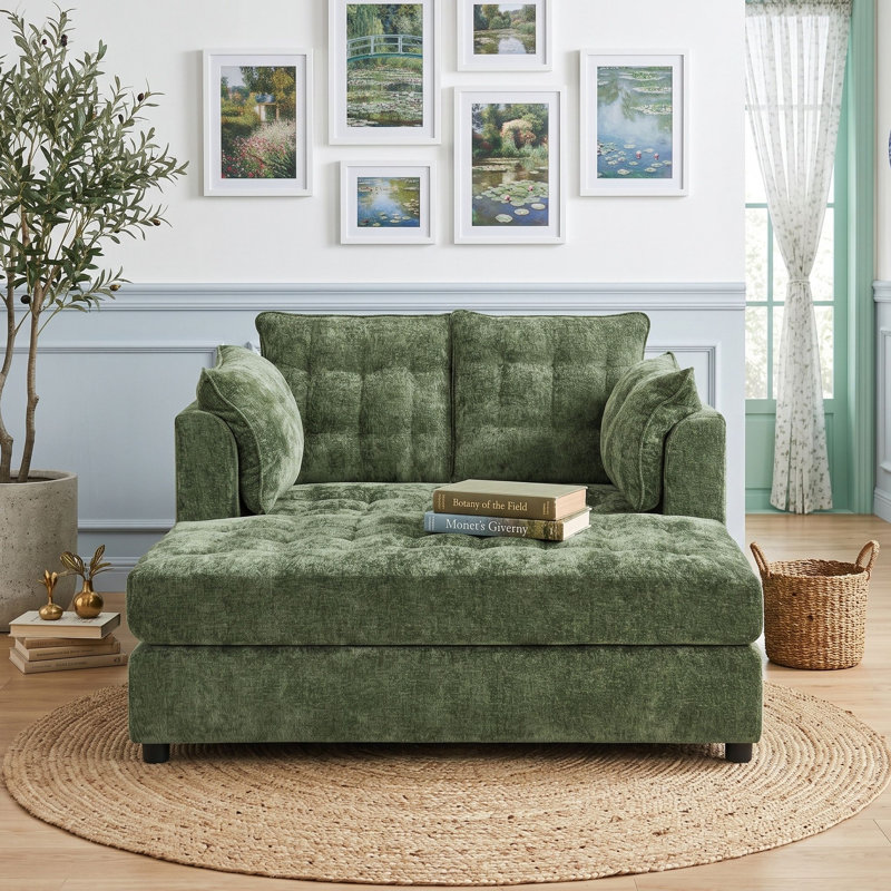 Sofa méridienne à deux places, Green