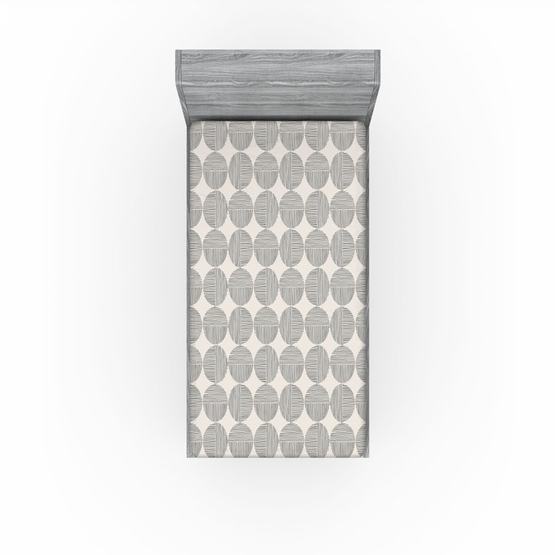 Drap-housse Ambesonne, Perle, gris anthracite, gris / géométrique, Drap-housse simple TG