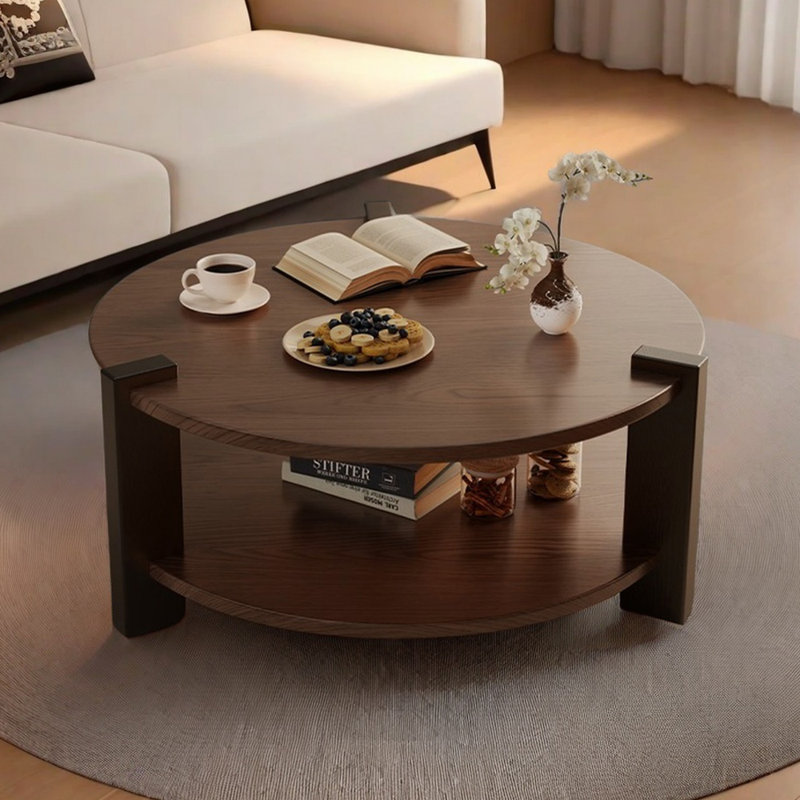 Solid Wood Round Coffee Table, 17.71" H x 31.49" L x 31.49" W