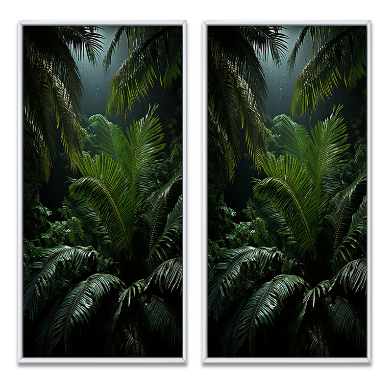 «Palm Trees Jungle», 2 pièces, Cadre blanc, H 20 po x l 24 po