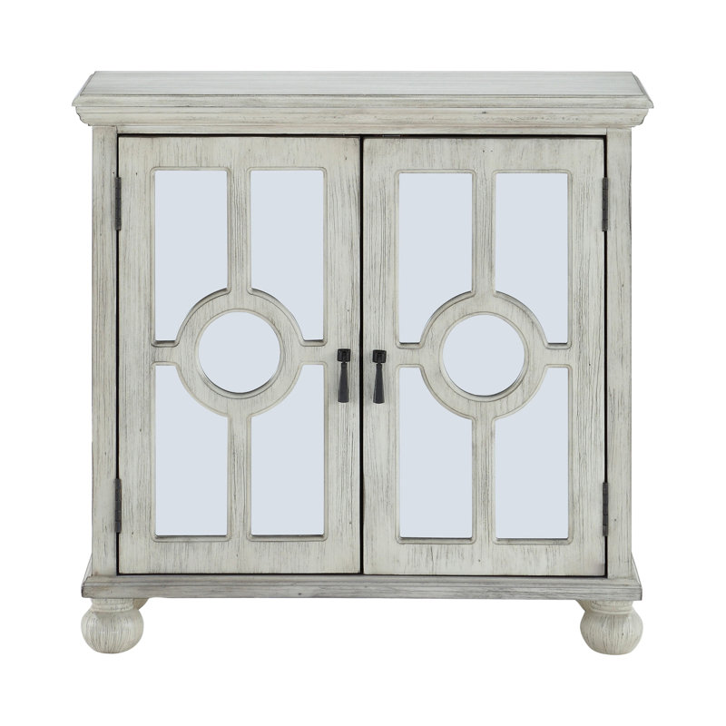 Commode d'appoint moderne et moderne blanc antique avec tablettes intérieures, Blanc antique