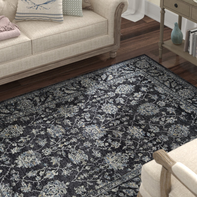 Tapis d'intérieur noir Ania, Rectangle 6 pi 6 po x 9 pi 6 po
