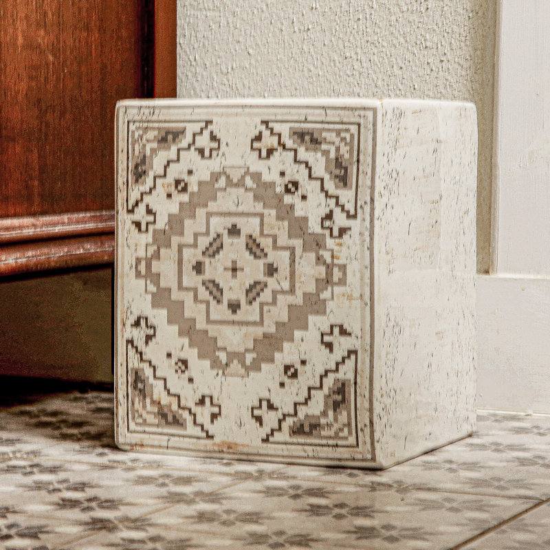 Dakota Ceramic Aztec Print Southwestern Rustic Farmhouse Wastebasket