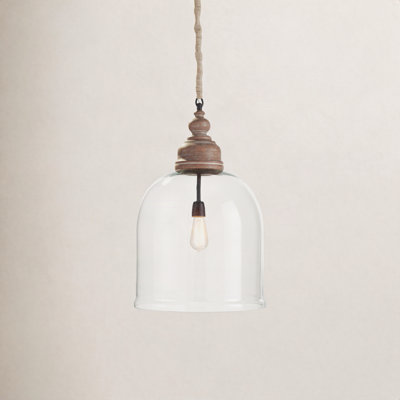 Bridgit Single Light Glass Wood Pendant