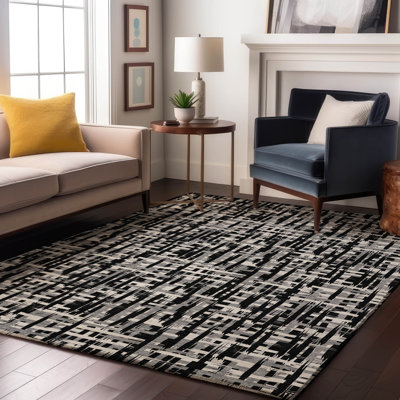Premium Machine Washable Crumley AMF1059 Lines Rug_AMF1059BK