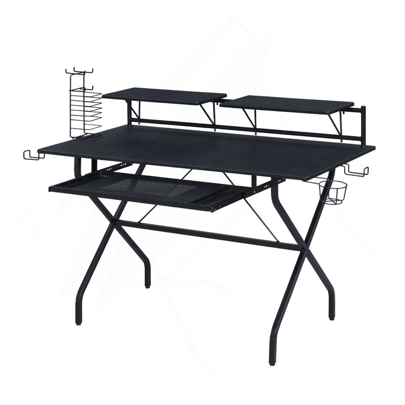 Rectangular Computer Desk With Keyboard Tray, Black