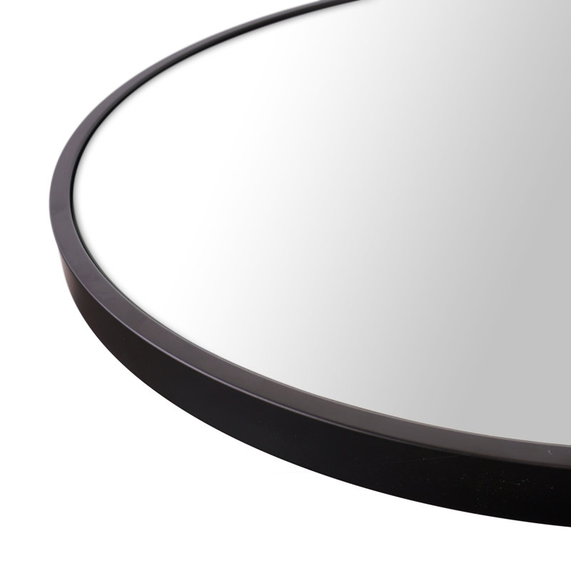 Leia Round Mirror, Black, 24" x 24"