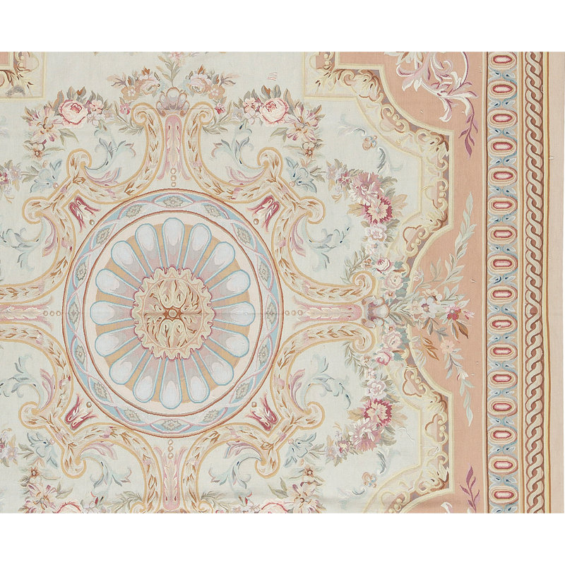 Tapis ivoire et beige noué à la main de haute qualité